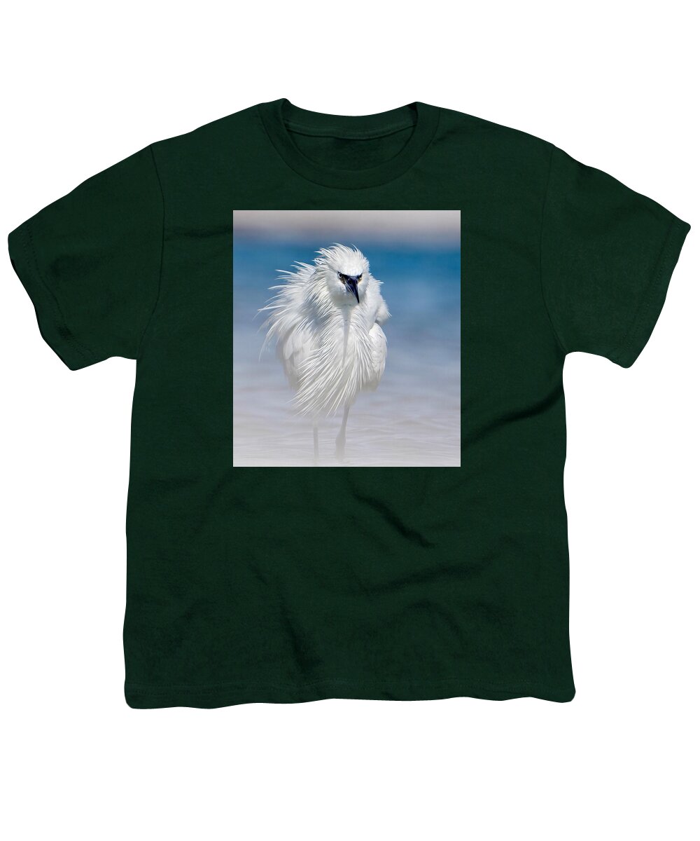 Elegant White Egret in Water - Youth T-Shirt