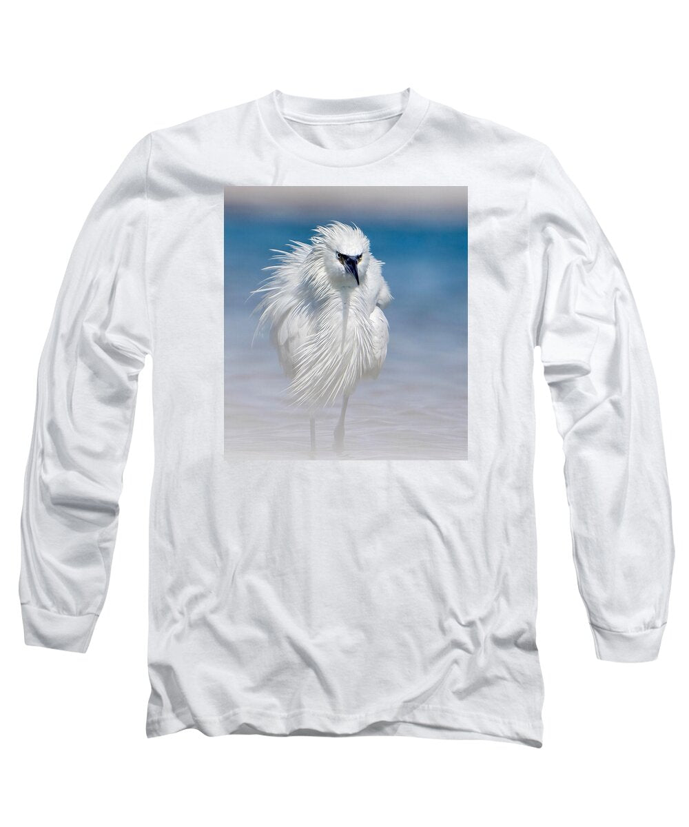 Elegant White Egret in Water - Long Sleeve T-Shirt