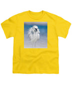 Elegant White Egret in Water - Youth T-Shirt