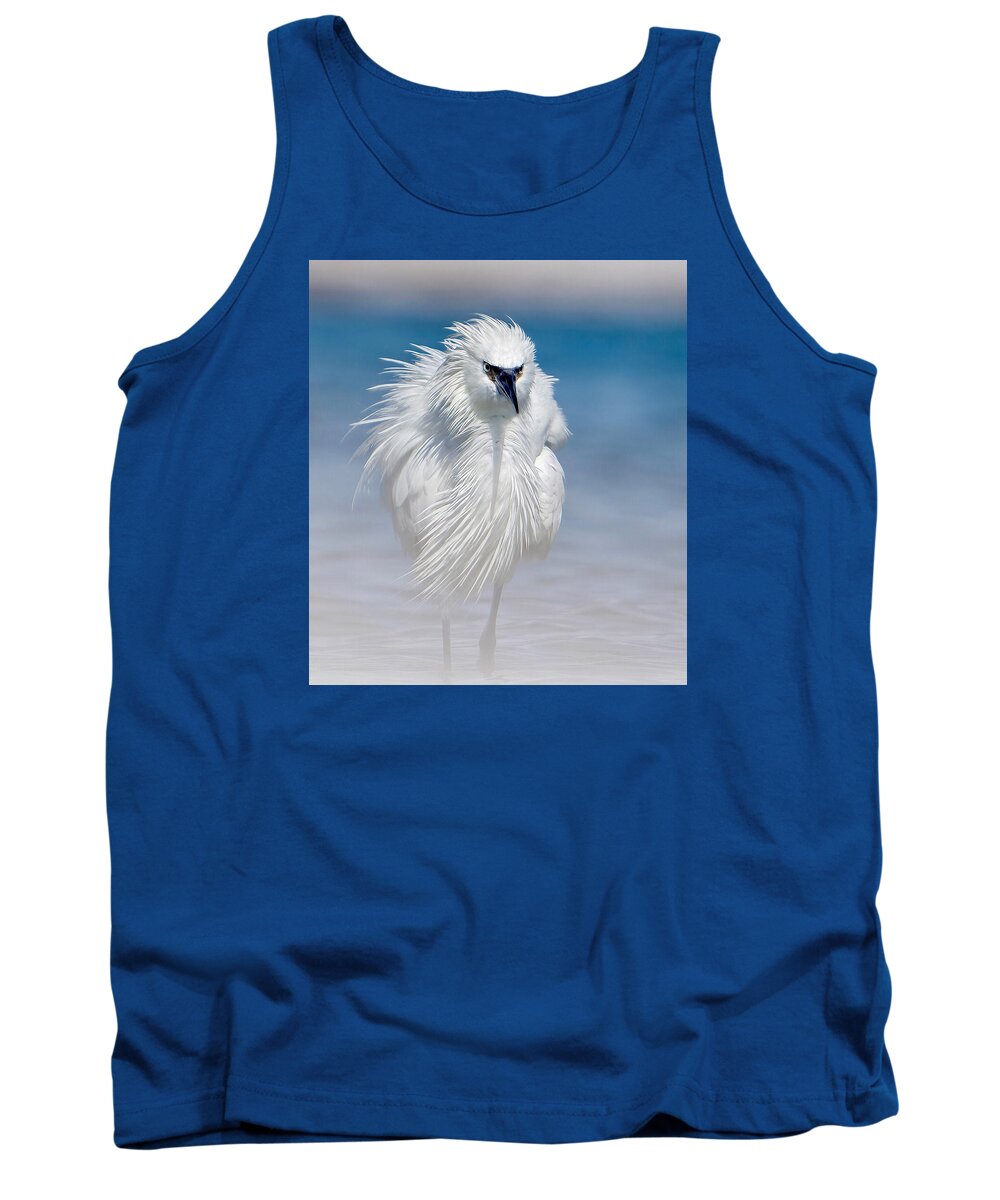 Elegant White Egret in Water - Tank Top