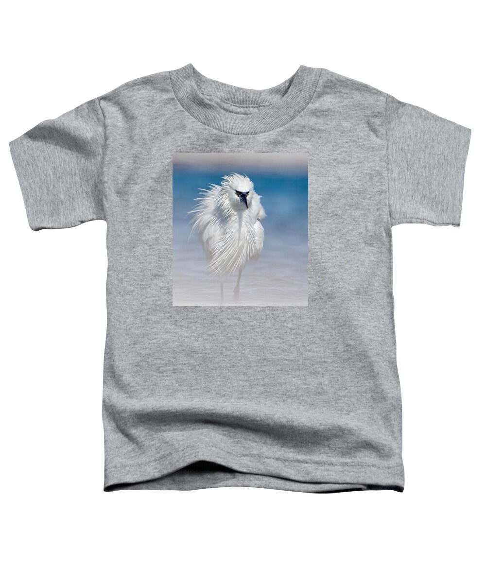 Elegant White Egret in Water - Toddler T-Shirt