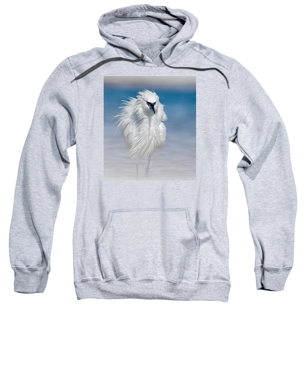 Elegant White Egret in Water - Sweatshirt