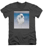 Elegant White Egret in Water - Men's V-Neck T-Shirt