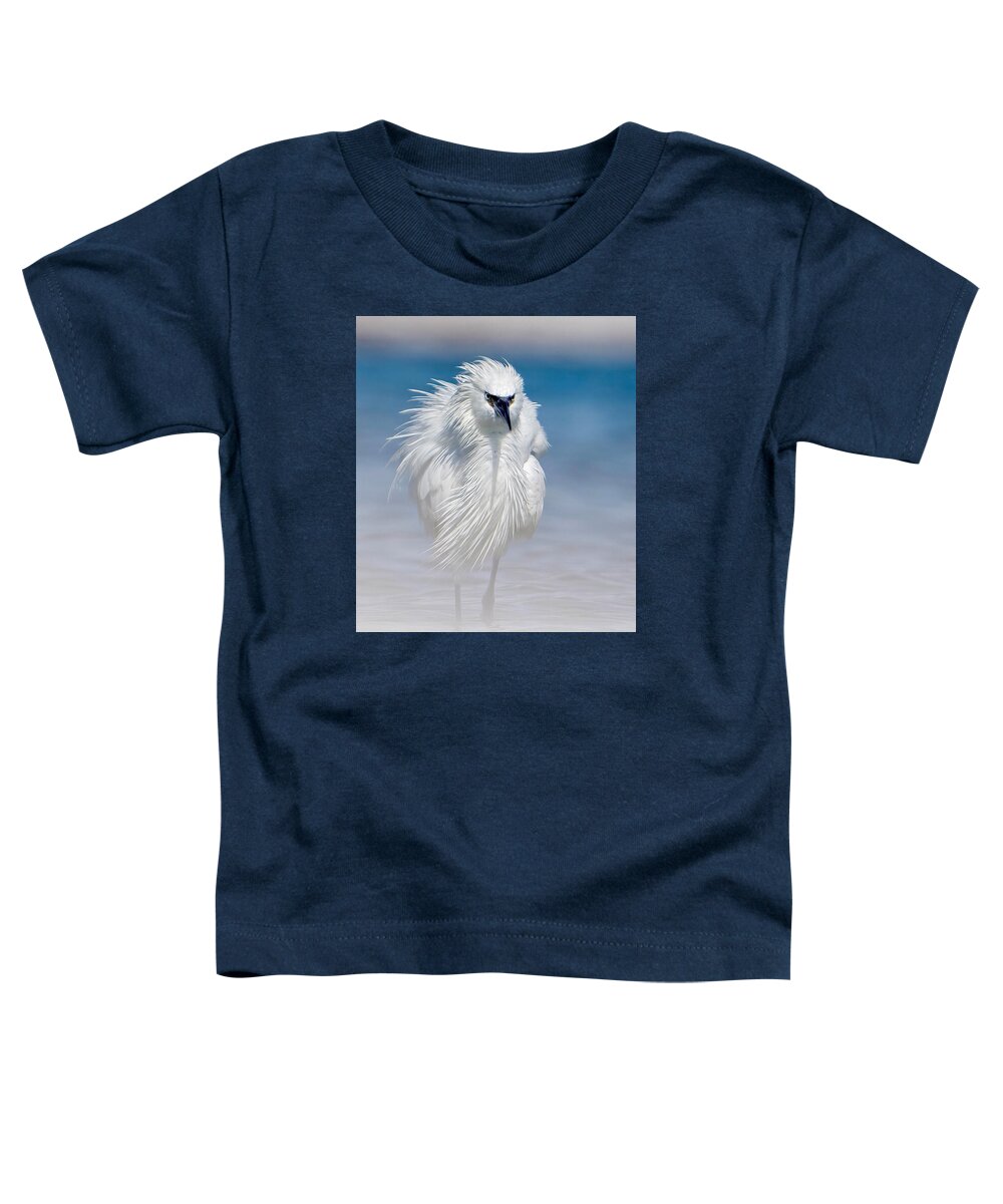 Elegant White Egret in Water - Toddler T-Shirt