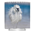 Elegant White Egret in Water - Shower Curtain