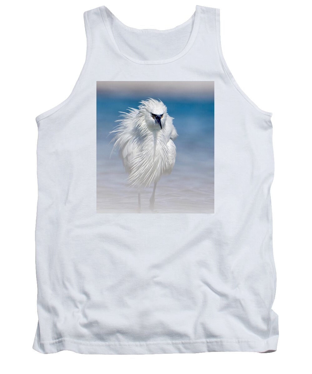 Elegant White Egret in Water - Tank Top