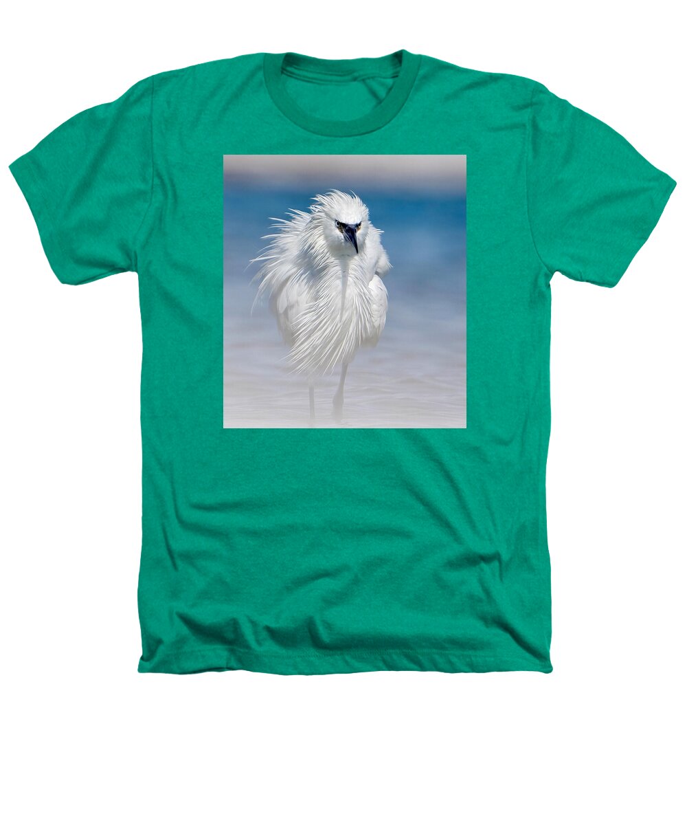 Elegant White Egret in Water - Heathers T-Shirt
