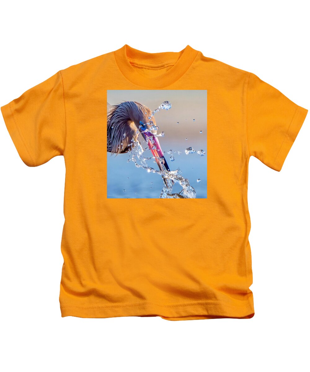 Heron Catching Its Prey in Motion - Kids T-Shirt