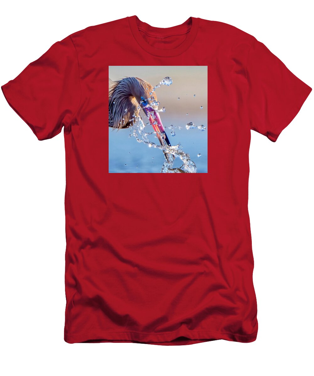 Heron Catching Its Prey in Motion - T-Shirt