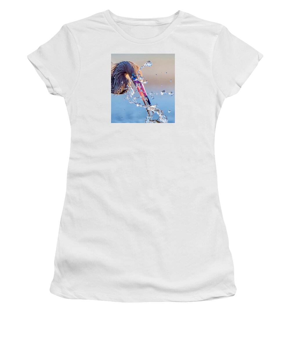 Heron Catching Its Prey in Motion - Women's T-Shirt
