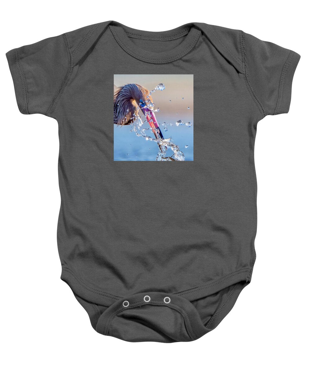 Heron Catching Its Prey in Motion - Baby One-Piece