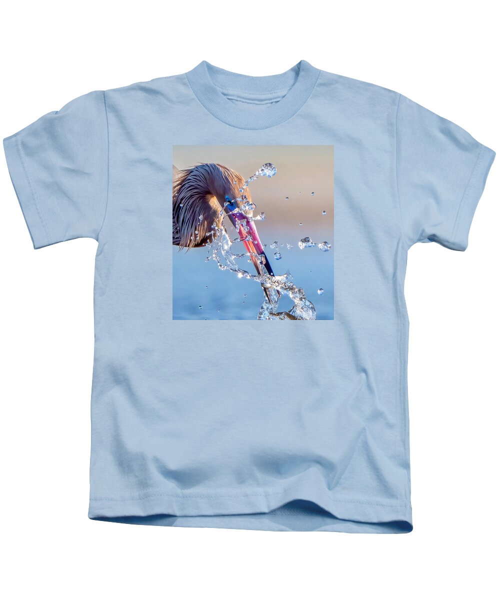 Heron Catching Its Prey in Motion - Kids T-Shirt