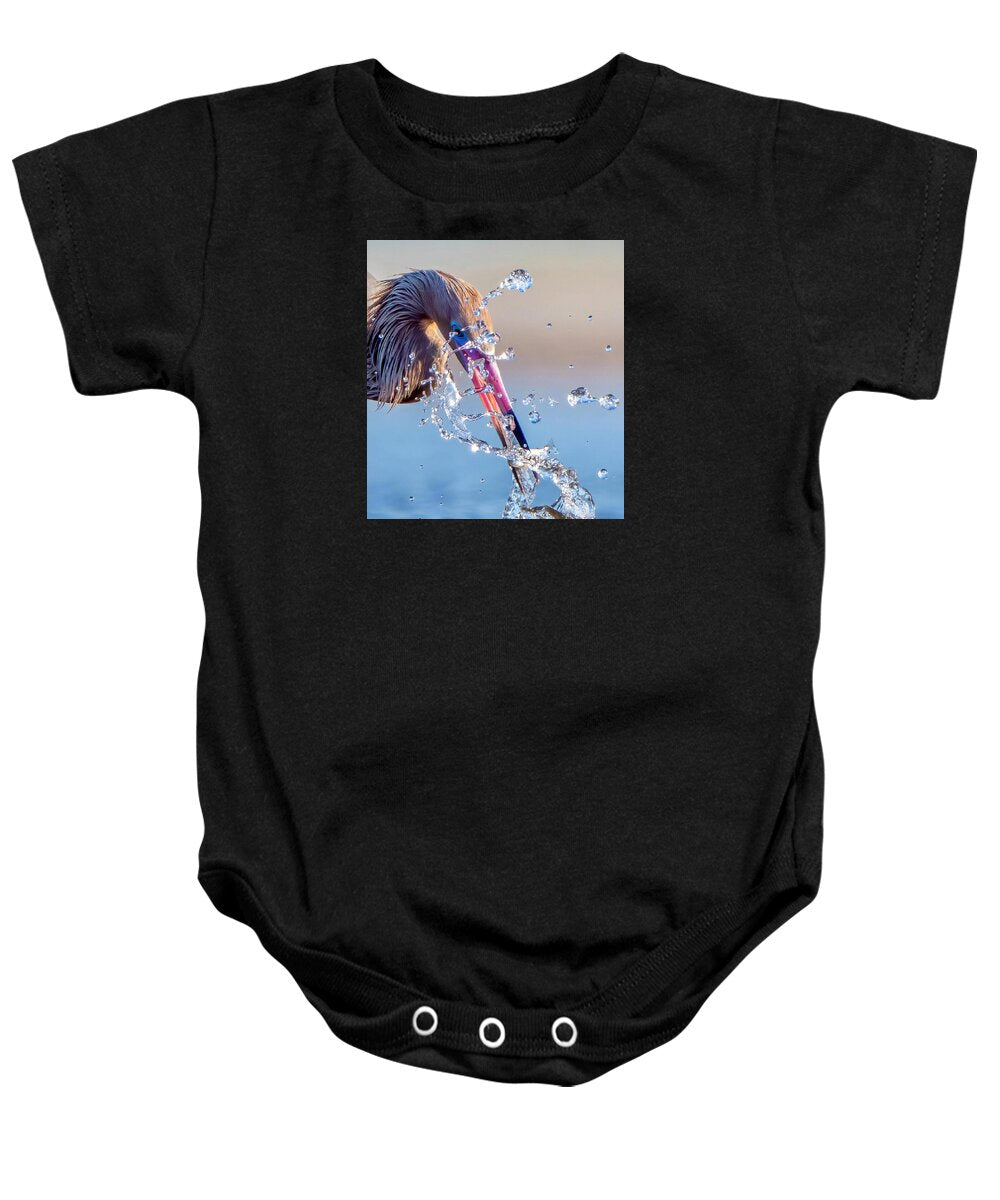 Heron Catching Its Prey in Motion - Baby One-Piece