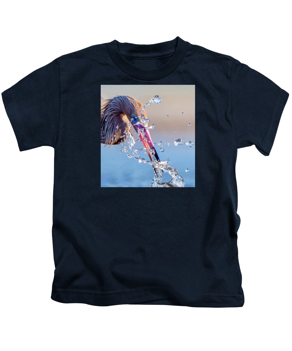 Heron Catching Its Prey in Motion - Kids T-Shirt