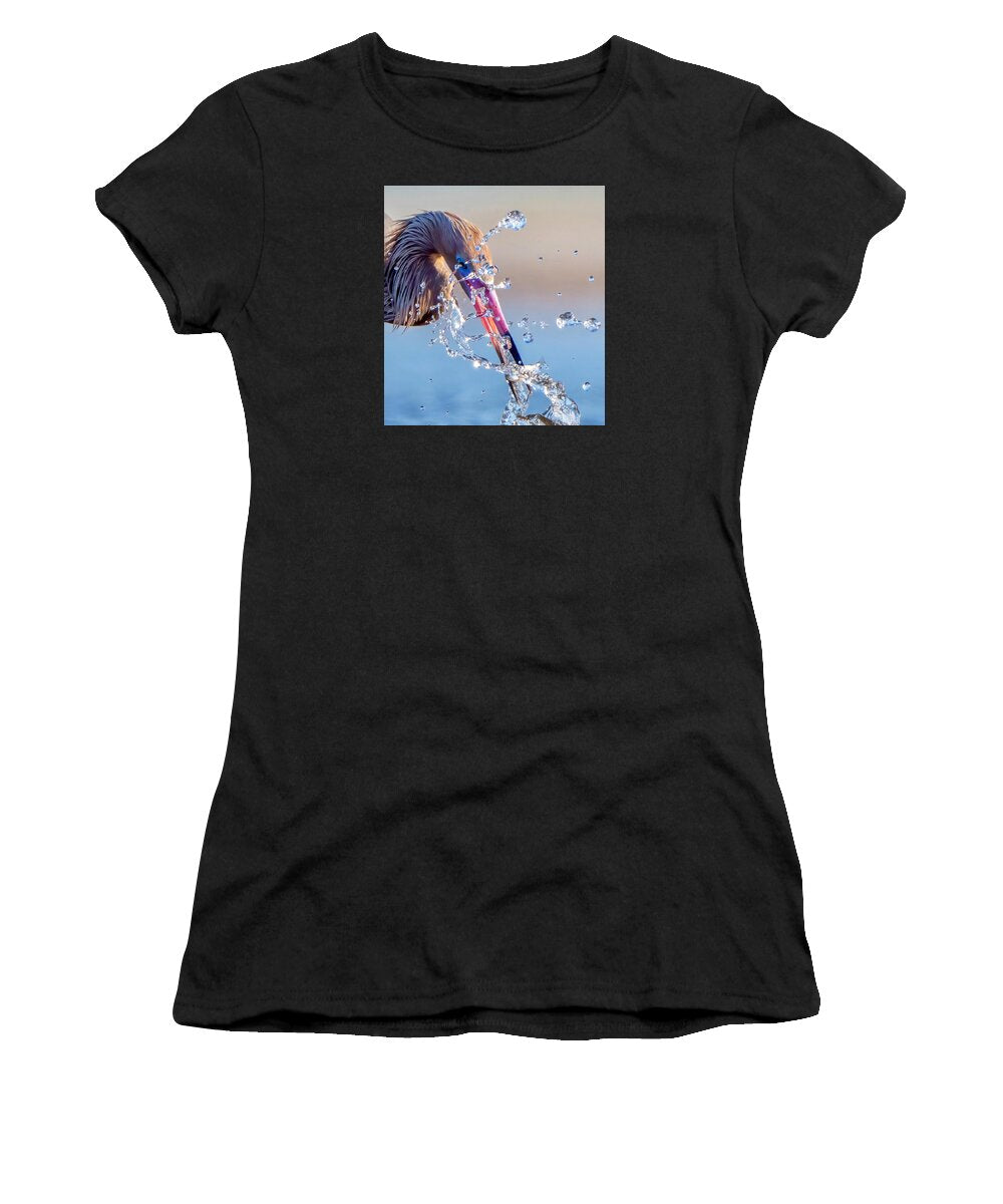 Heron Catching Its Prey in Motion - Women's T-Shirt