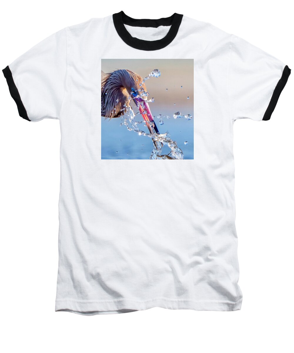 Heron Catching Its Prey in Motion - Baseball T-Shirt