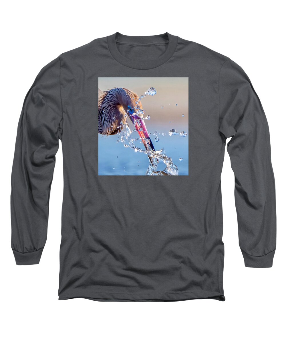 Heron Catching Its Prey in Motion - Long Sleeve T-Shirt