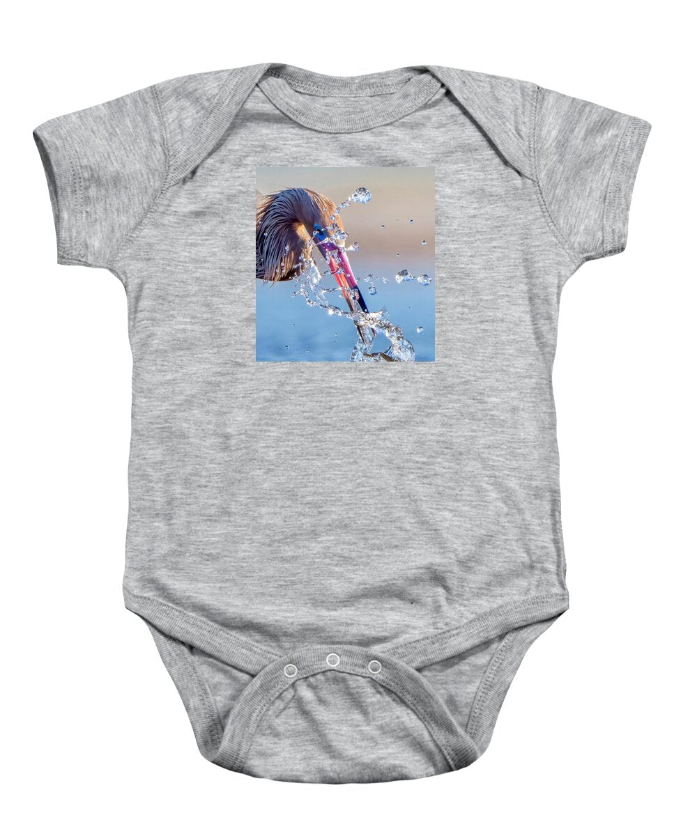 Heron Catching Its Prey in Motion - Baby One-Piece