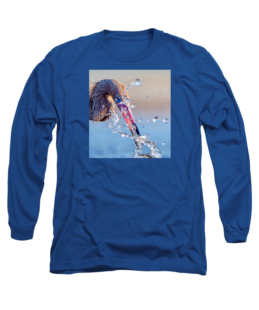 Heron Catching Its Prey in Motion - Long Sleeve T-Shirt