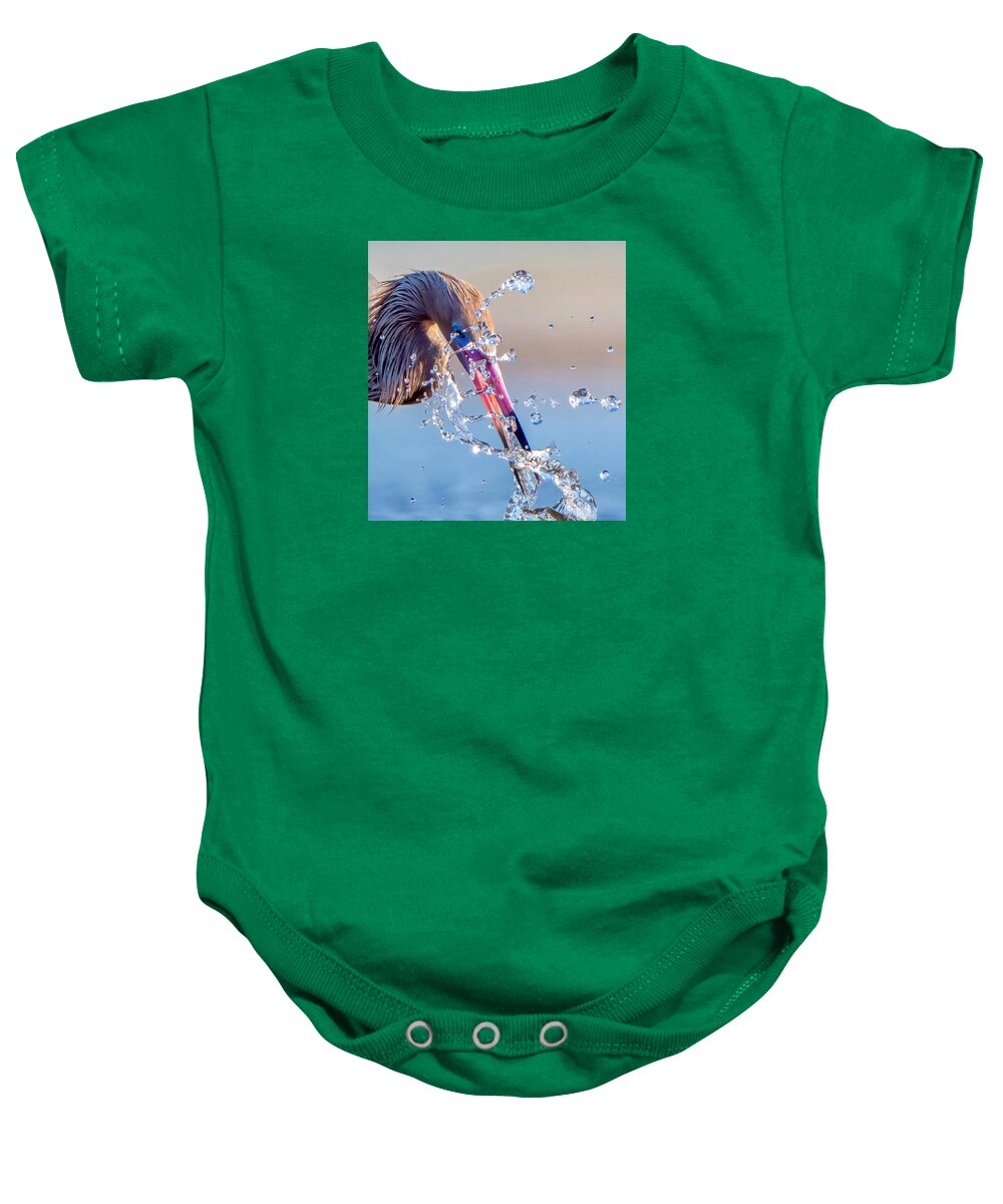 Heron Catching Its Prey in Motion - Baby One-Piece