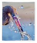 Heron Catching Its Prey in Motion - Blanket