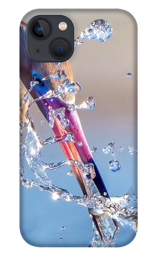 Heron Catching Its Prey in Motion - Phone Case