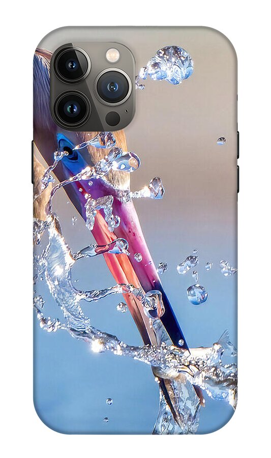 Heron Catching Its Prey in Motion - Phone Case