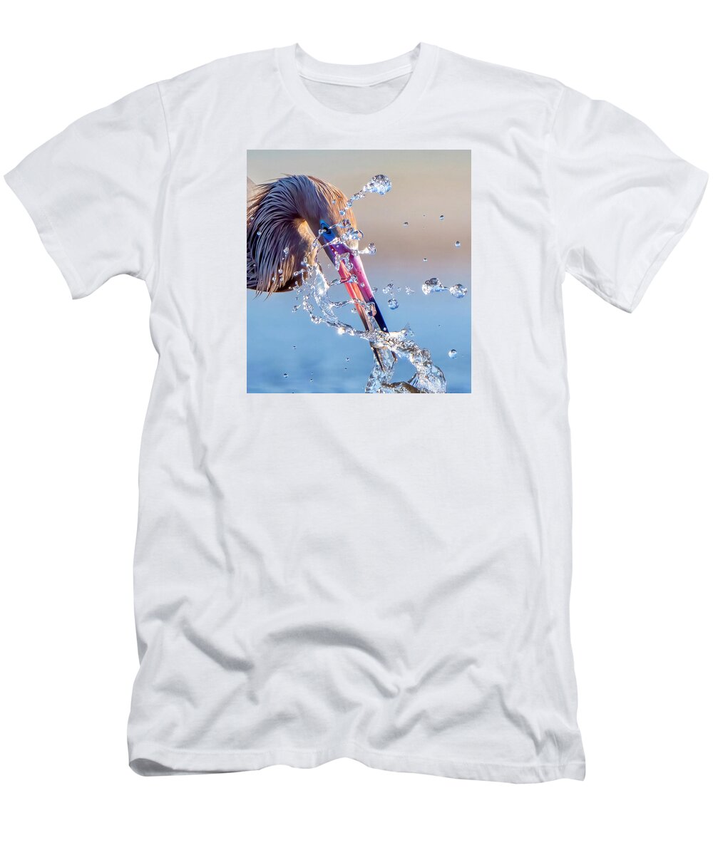 Heron Catching Its Prey in Motion - T-Shirt