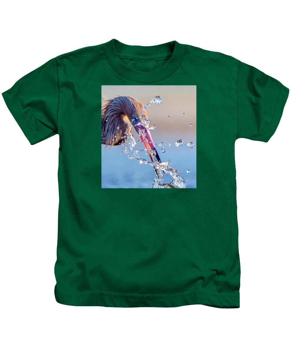 Heron Catching Its Prey in Motion - Kids T-Shirt