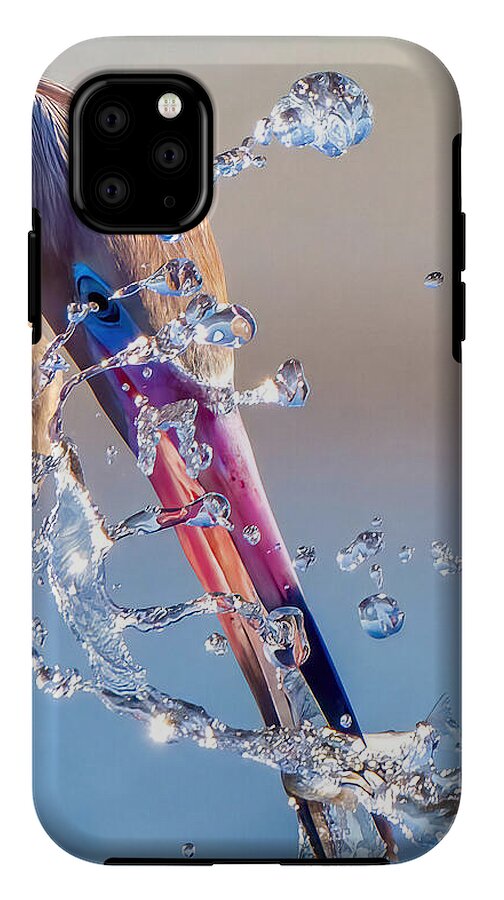 Heron Catching Its Prey in Motion - Phone Case
