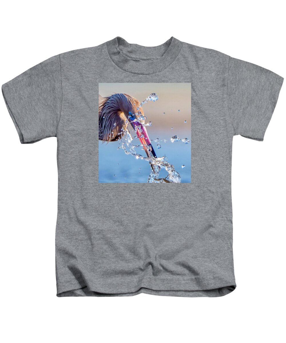 Heron Catching Its Prey in Motion - Kids T-Shirt