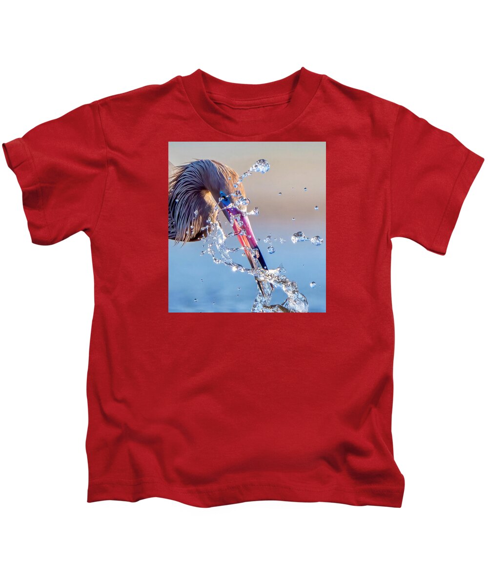 Heron Catching Its Prey in Motion - Kids T-Shirt