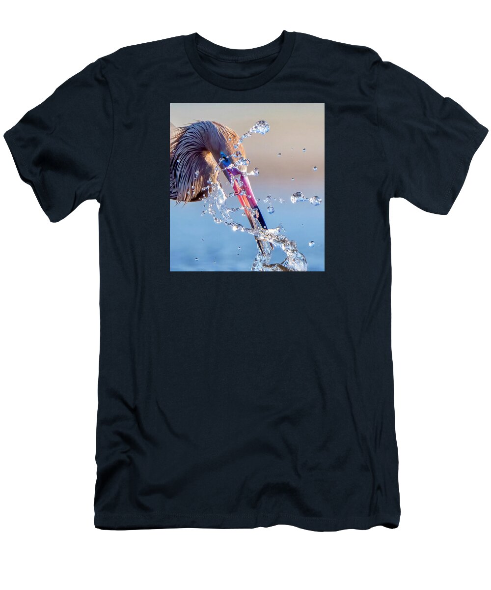 Heron Catching Its Prey in Motion - T-Shirt