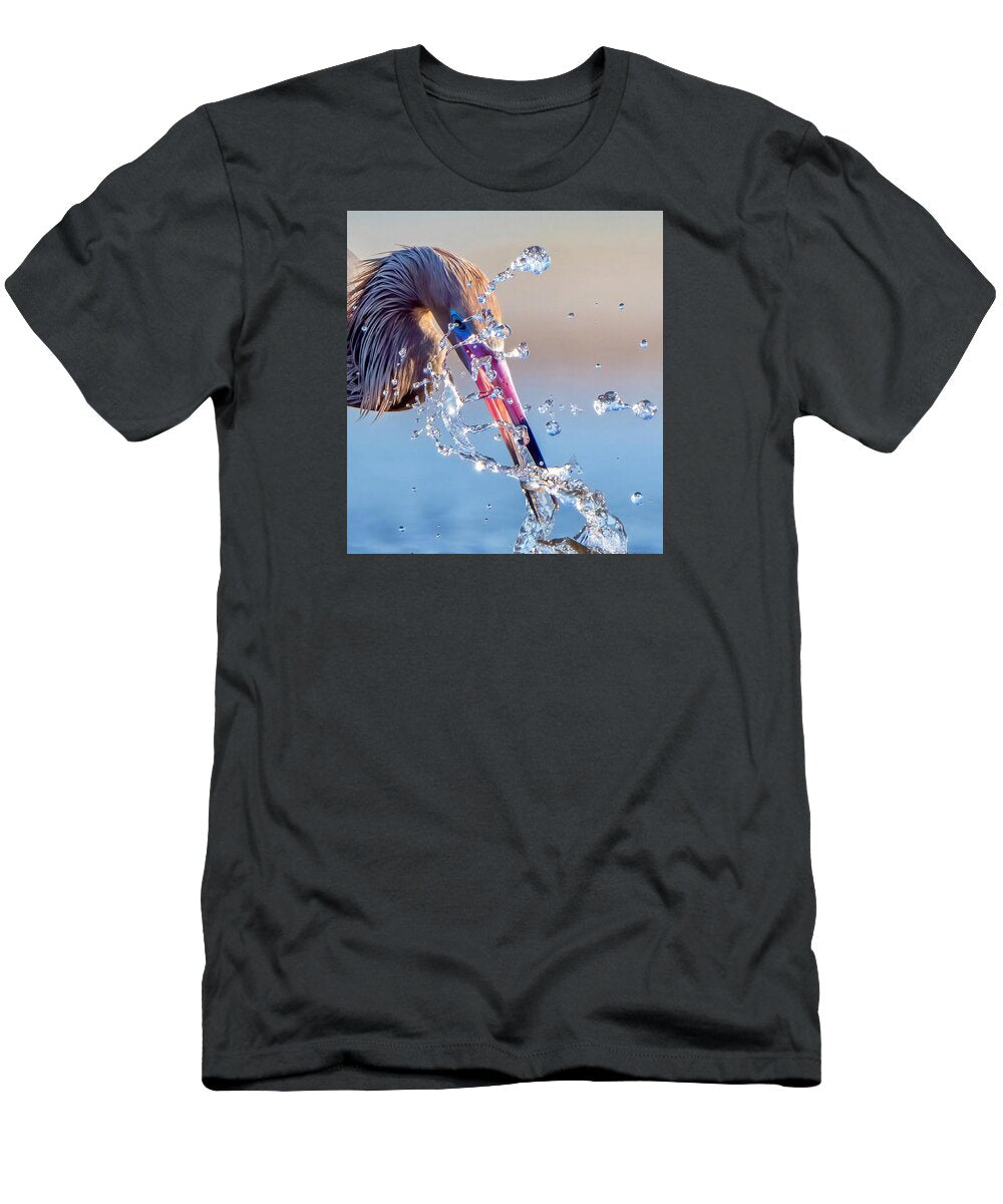 Heron Catching Its Prey in Motion - T-Shirt