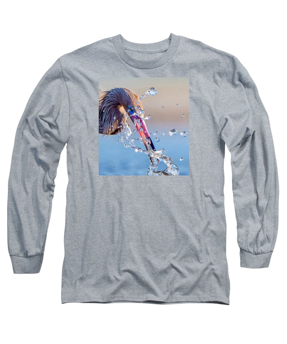 Heron Catching Its Prey in Motion - Long Sleeve T-Shirt