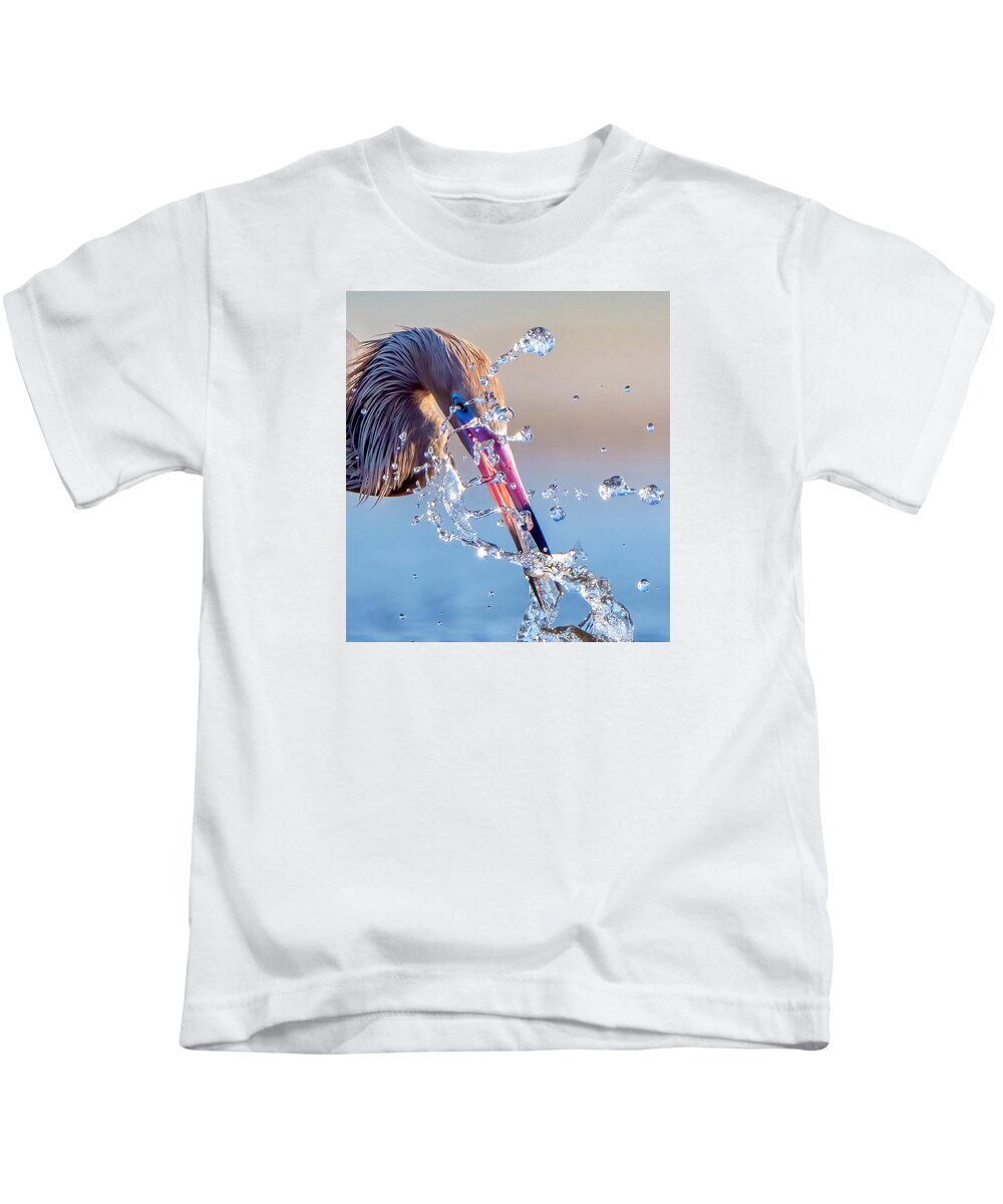Heron Catching Its Prey in Motion - Kids T-Shirt