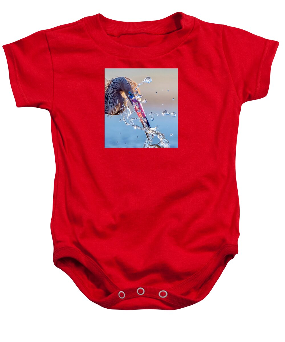 Heron Catching Its Prey in Motion - Baby One-Piece