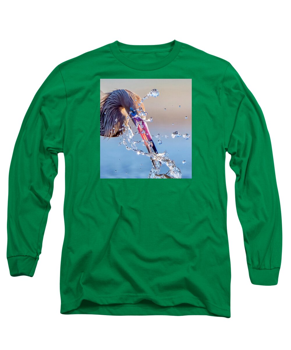 Heron Catching Its Prey in Motion - Long Sleeve T-Shirt