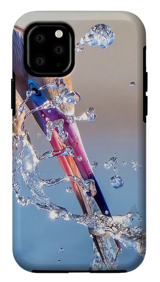 Heron Catching Its Prey in Motion - Phone Case