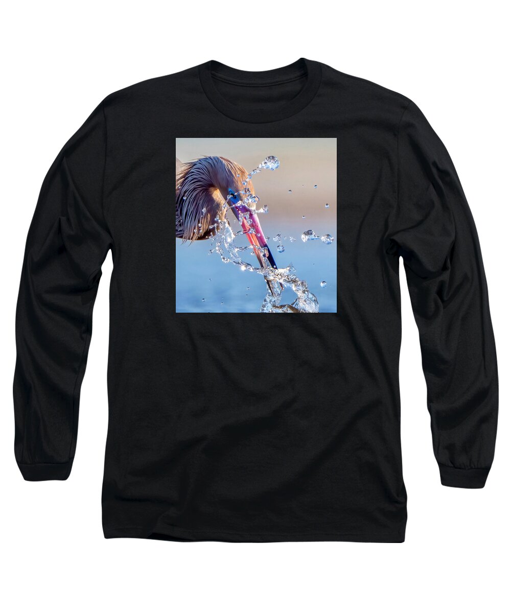 Heron Catching Its Prey in Motion - Long Sleeve T-Shirt