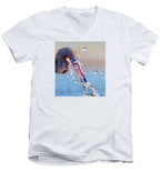 Heron Catching Its Prey in Motion - Men's V-Neck T-Shirt