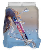 Heron Catching Its Prey in Motion - Duvet Cover