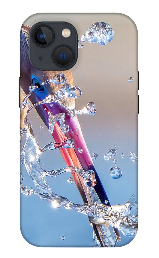 Heron Catching Its Prey in Motion - Phone Case