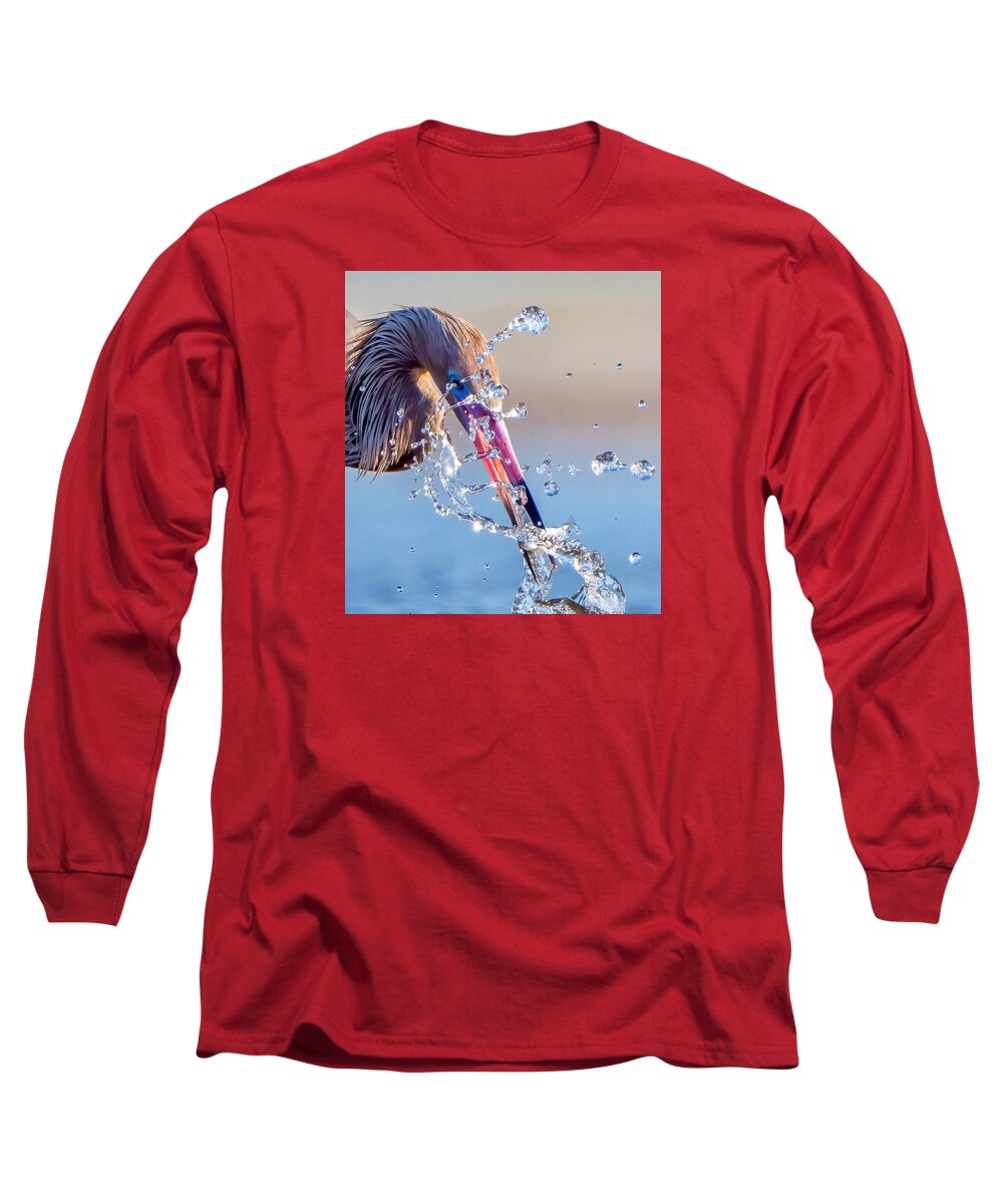 Heron Catching Its Prey in Motion - Long Sleeve T-Shirt