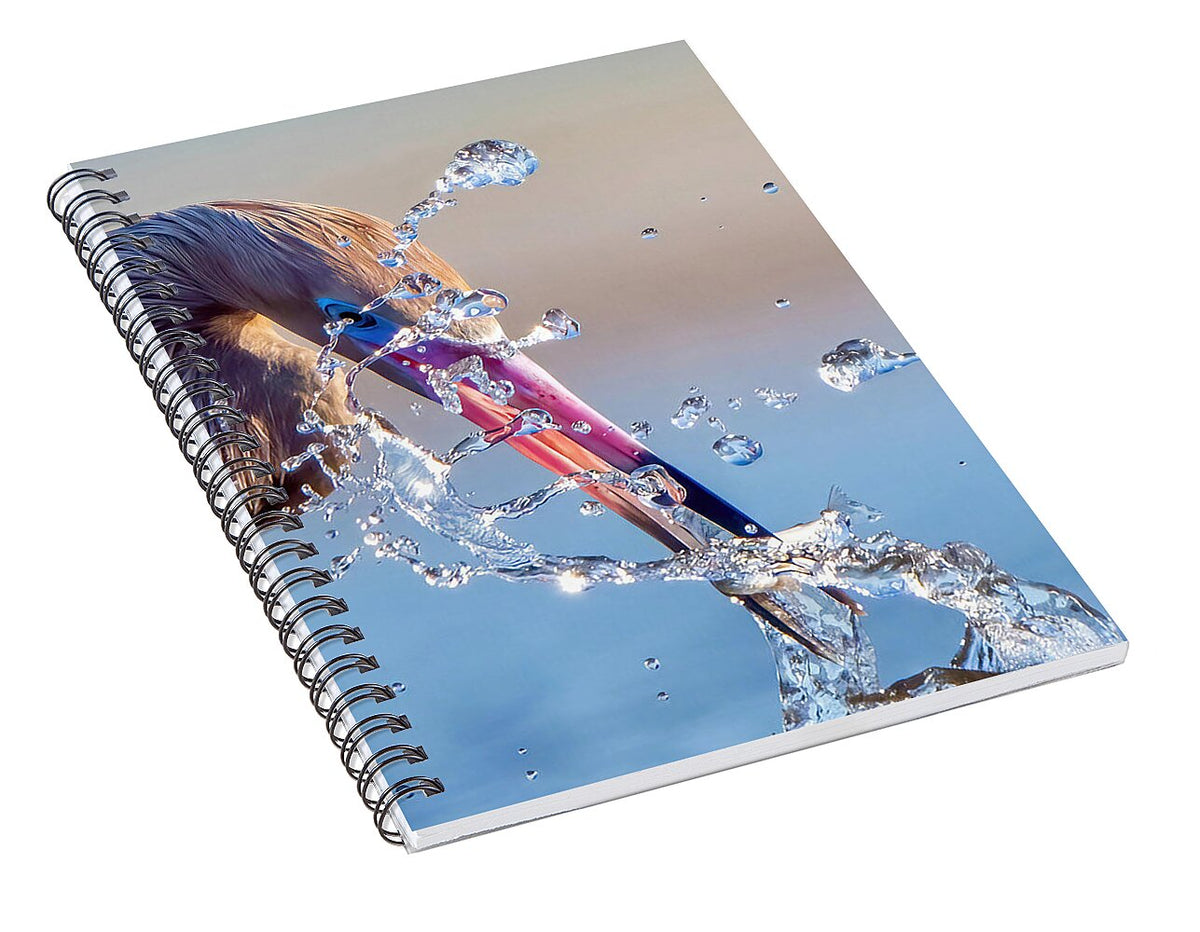 Heron Catching Its Prey in Motion - Spiral Notebook