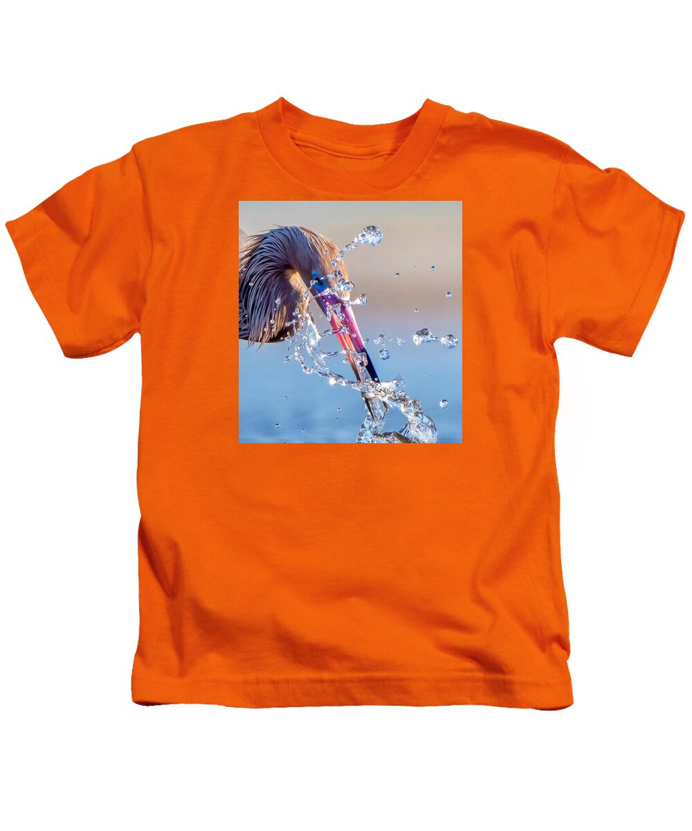 Heron Catching Its Prey in Motion - Kids T-Shirt