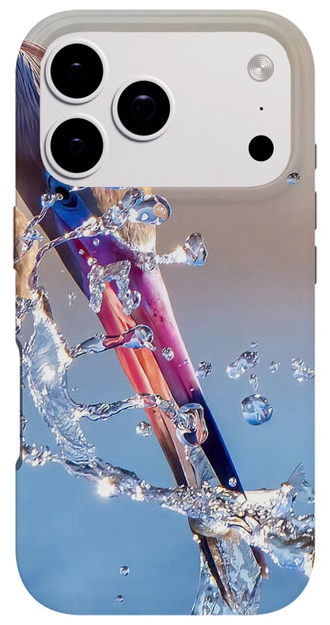 Heron Catching Its Prey in Motion - Phone Case