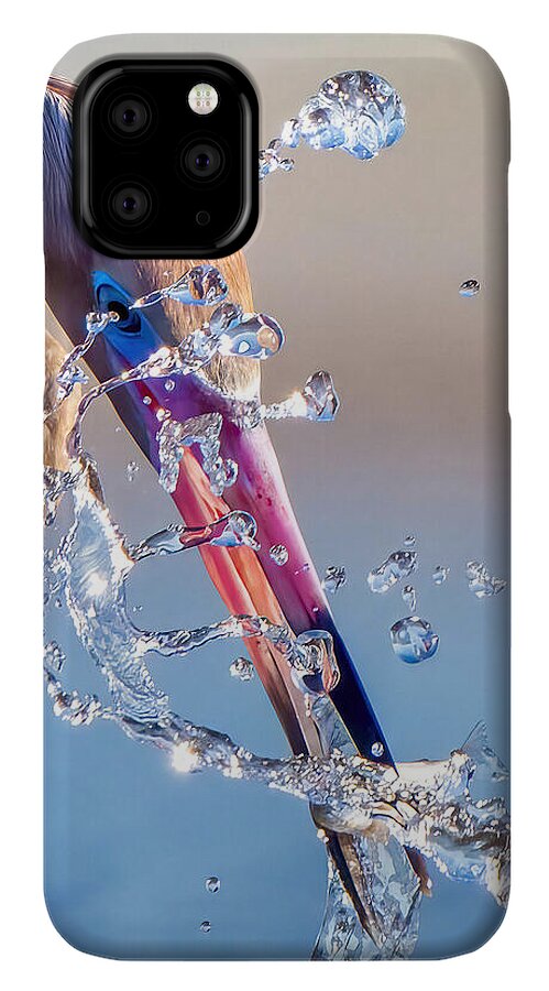Heron Catching Its Prey in Motion - Phone Case